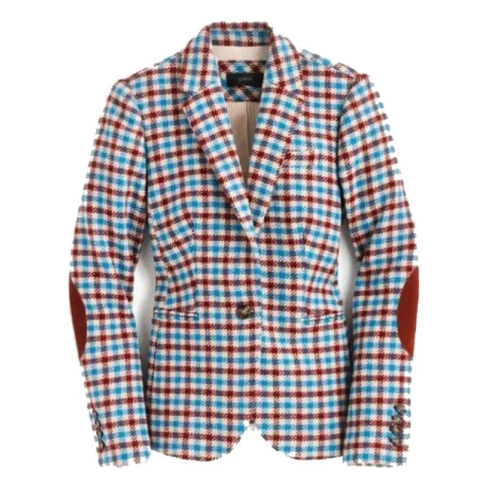 J.Crew plaid elbow patch Campbell blazer plaid houndstooth RARE - Picture 3 of 10